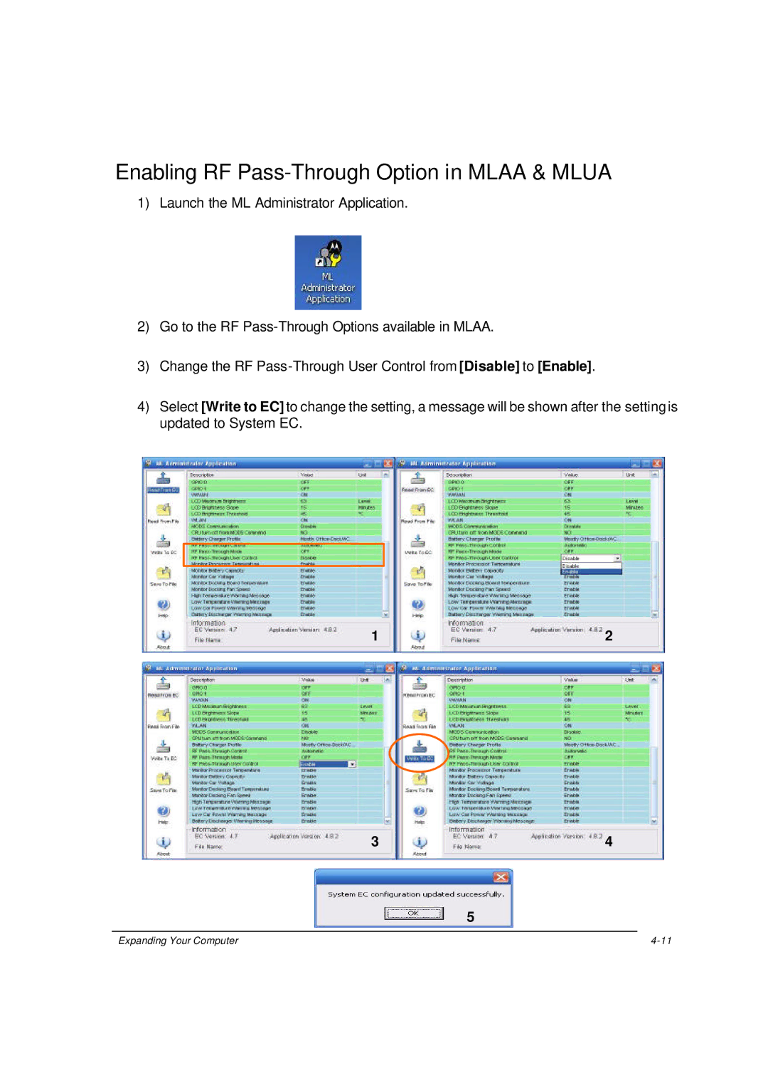 Motorola ML910 owner manual Enabling RF Pass-Through Option in Mlaa & Mlua 