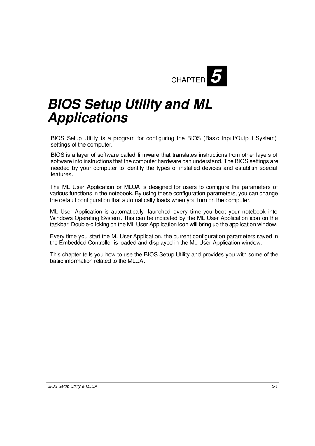 Motorola ML910 owner manual Bios Setup Utility and ML Applications 