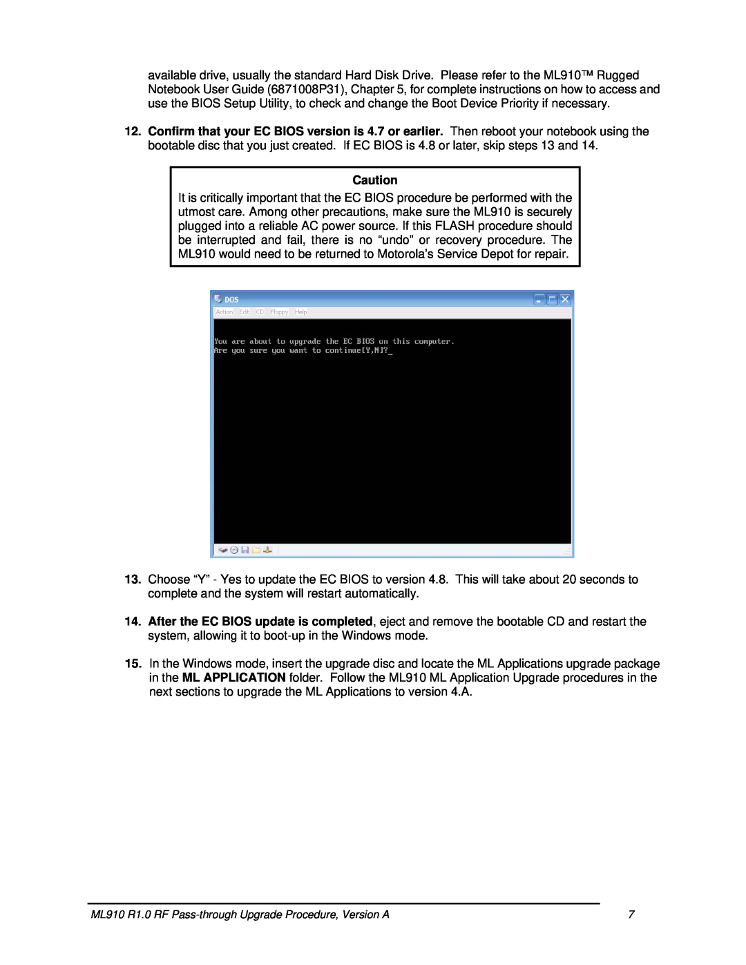 Motorola ML910TM manual ML910 R1.0 RF Pass-through Upgrade Procedure, Version A 