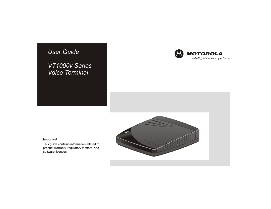 Motorola MOT-VT1005 warranty User Guide VT1000v Series Voice Terminal 