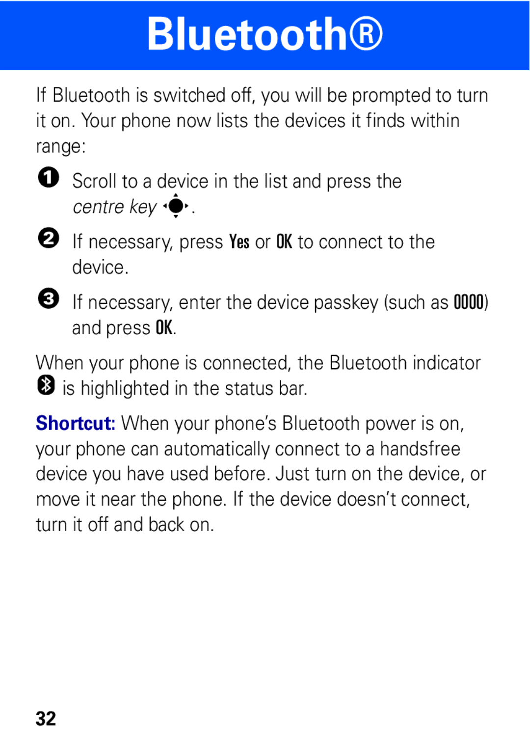 Motorola MOTO EM325 manual Bluetooth 