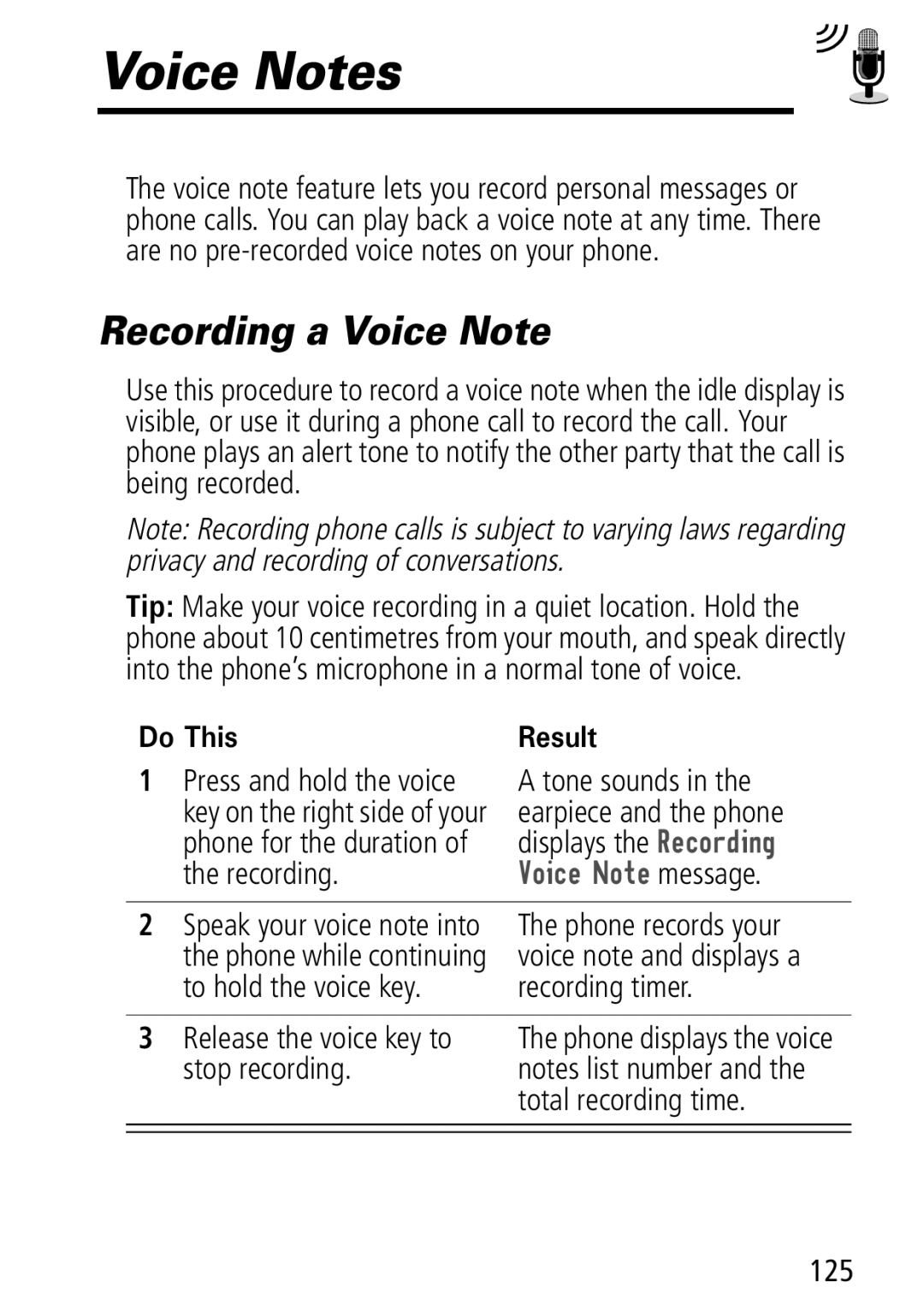 Motorola Moto Q manual Voice Notes, Recording a Voice Note, 9RLFH 1RWH message 