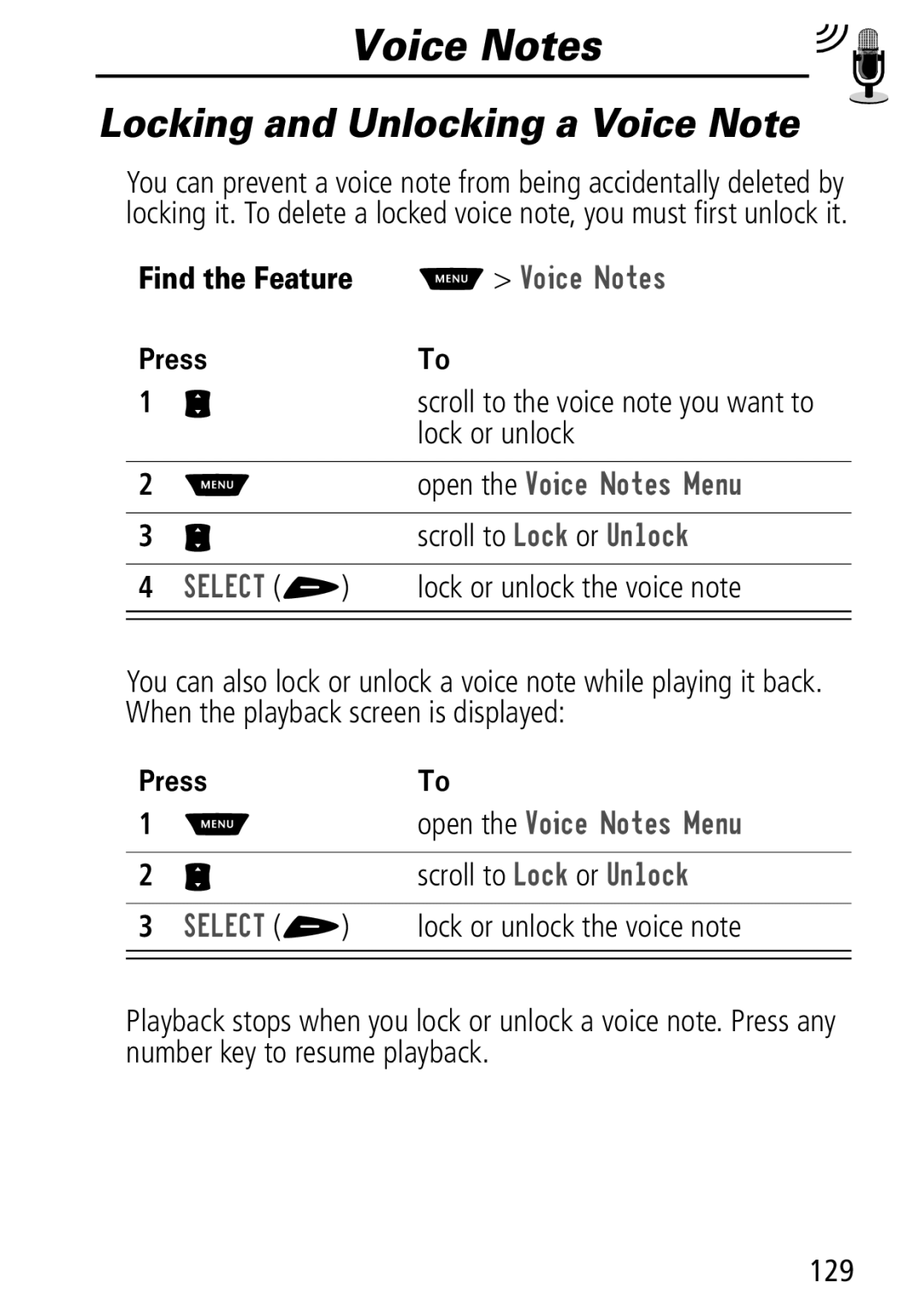 Motorola Moto Q manual Locking and Unlocking a Voice Note, Lock or unlock, Scroll to /RFN or 8QORFN 