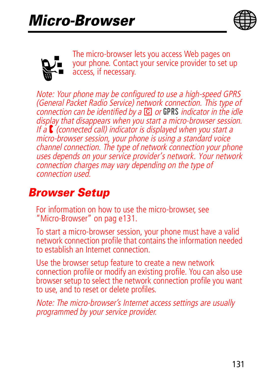 Motorola Moto Q manual Micro-Browser, 131 