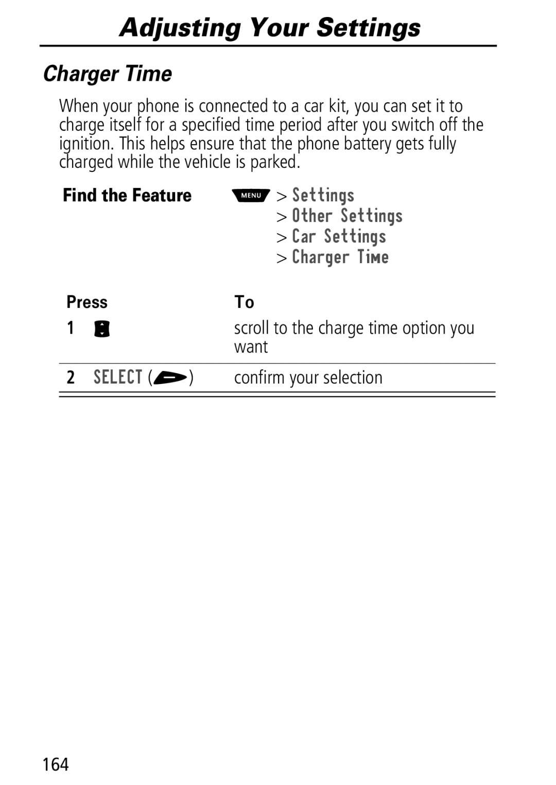 Motorola Moto Q manual Charger Time, KDUJHU7LPH, 164 