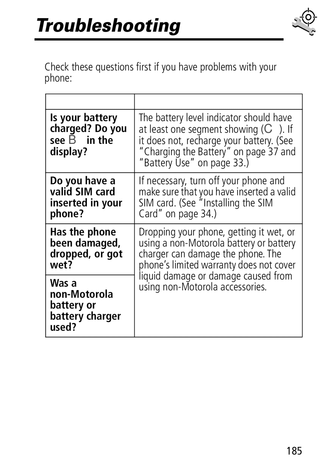 Motorola Moto Q manual Troubleshooting 