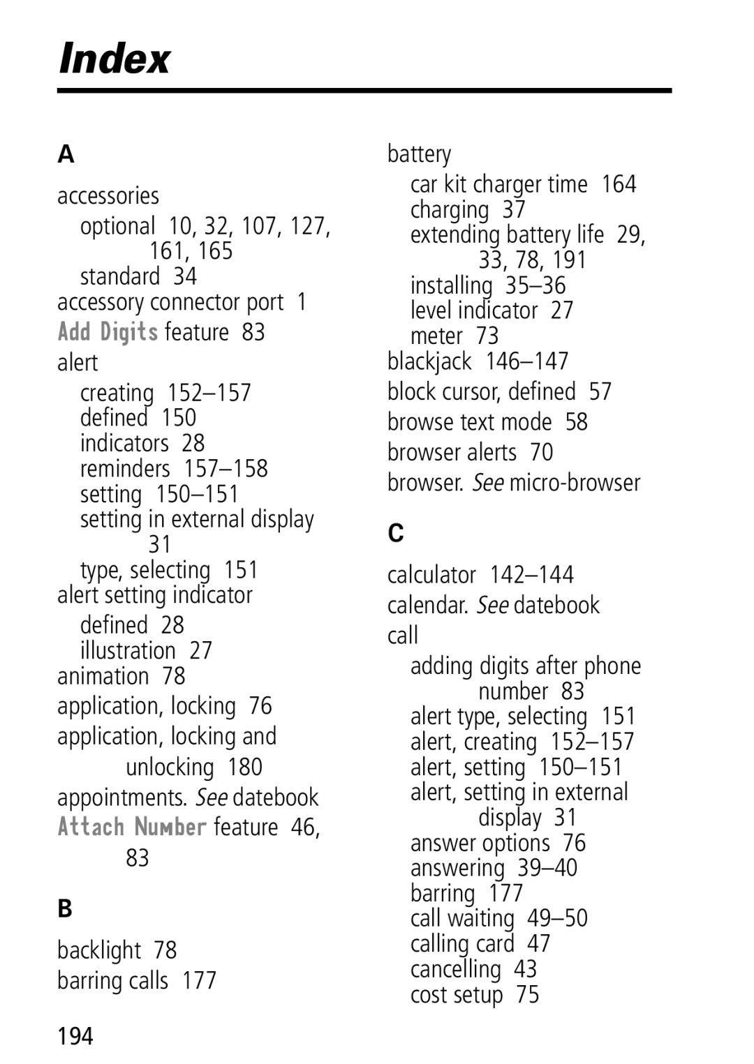 Motorola Moto Q manual Index 