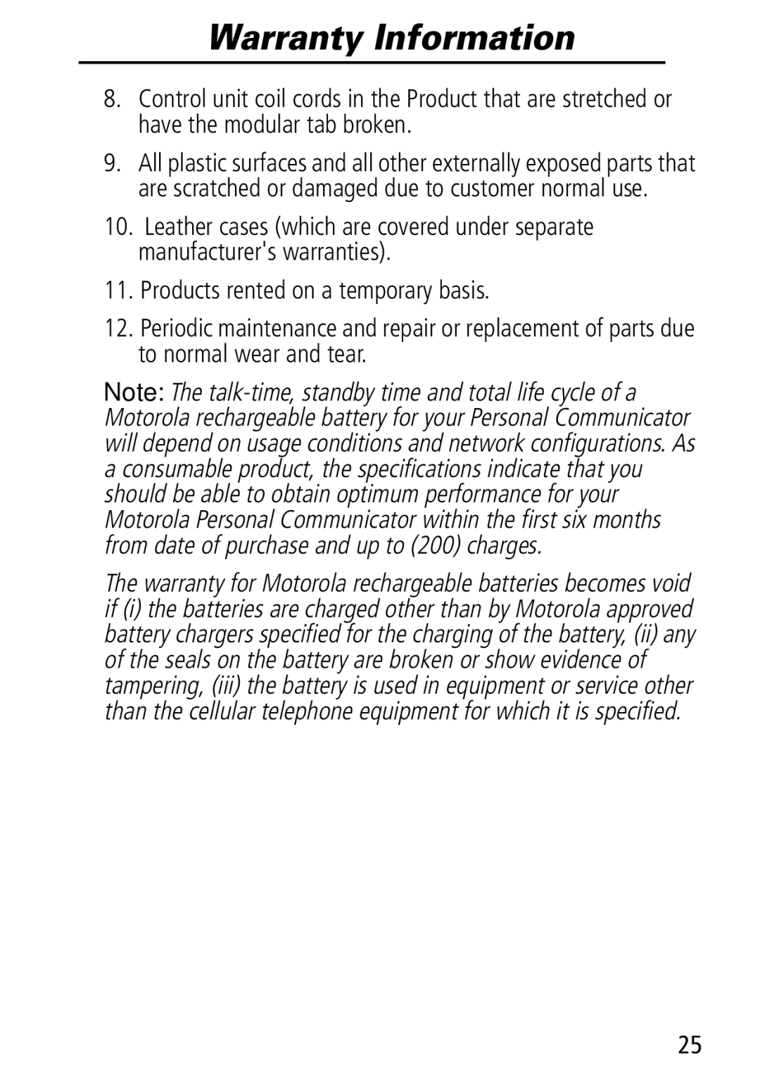 Motorola Moto Q manual Warranty Information 