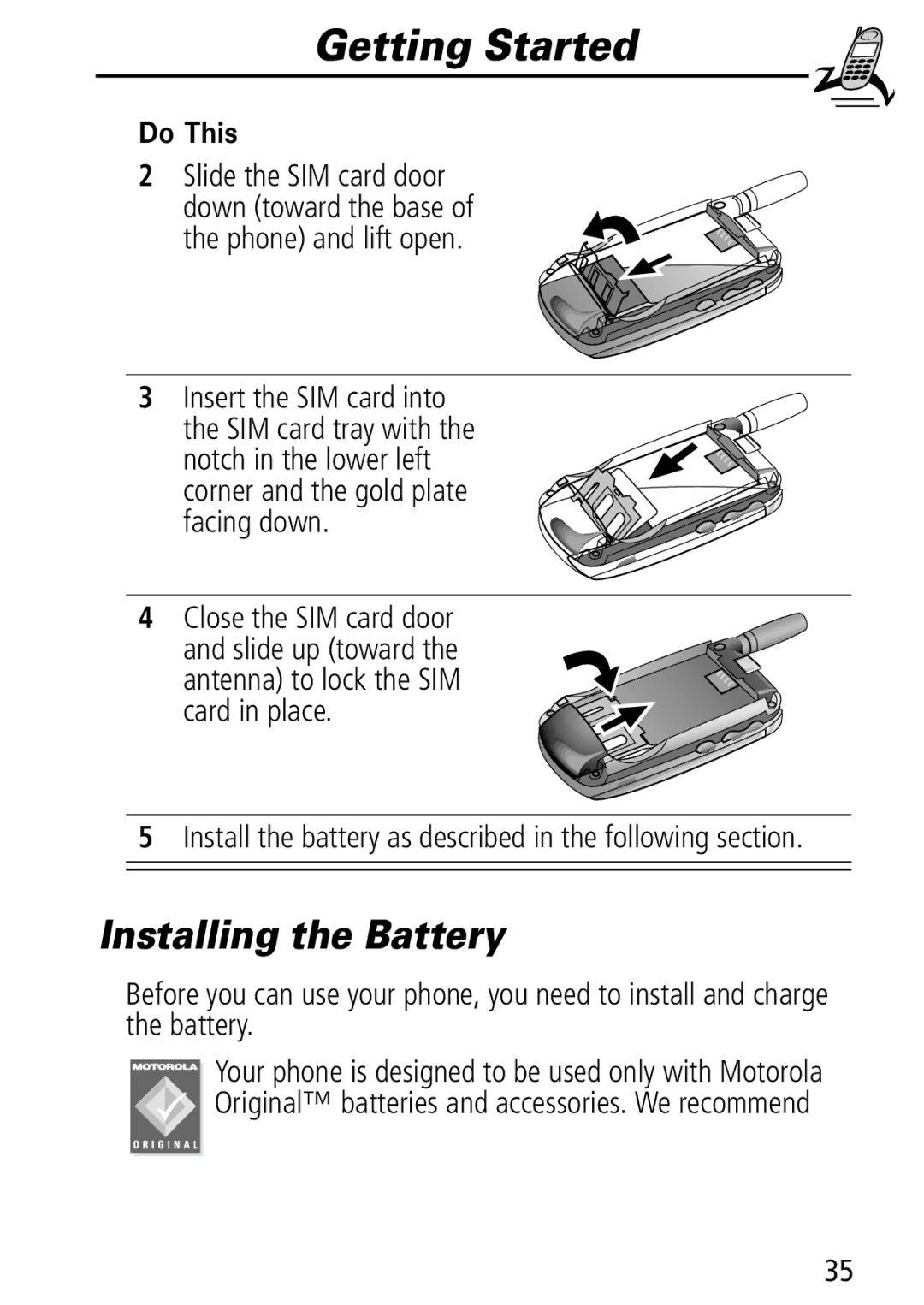 Motorola Moto Q manual Getting Started, Installing the Battery 