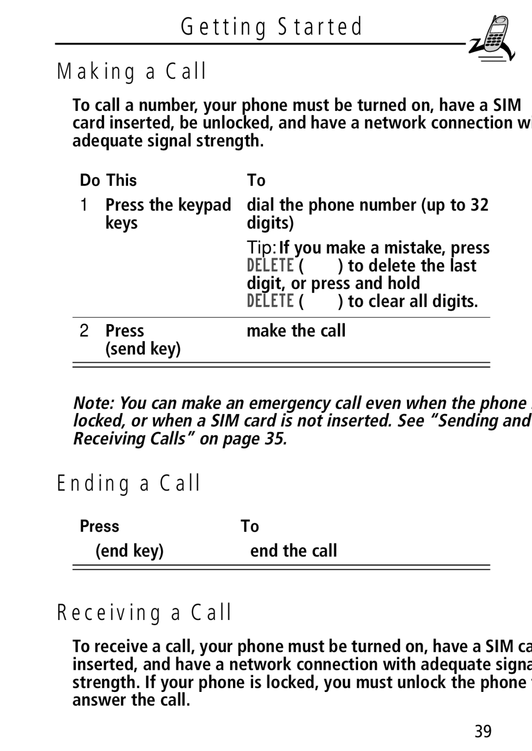 Motorola Moto Q manual Making a Call, Ending a Call, Receiving a Call 