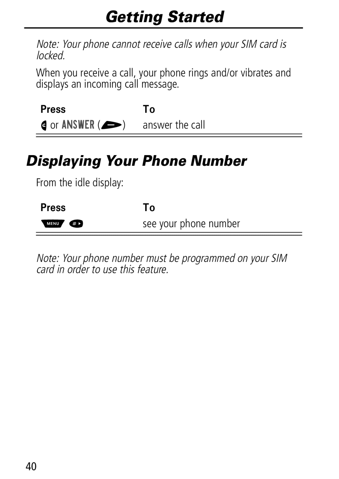 Motorola Moto Q Displaying Your Phone Number, Or $165 +, Answer the call, From the idle display, # see your phone number 