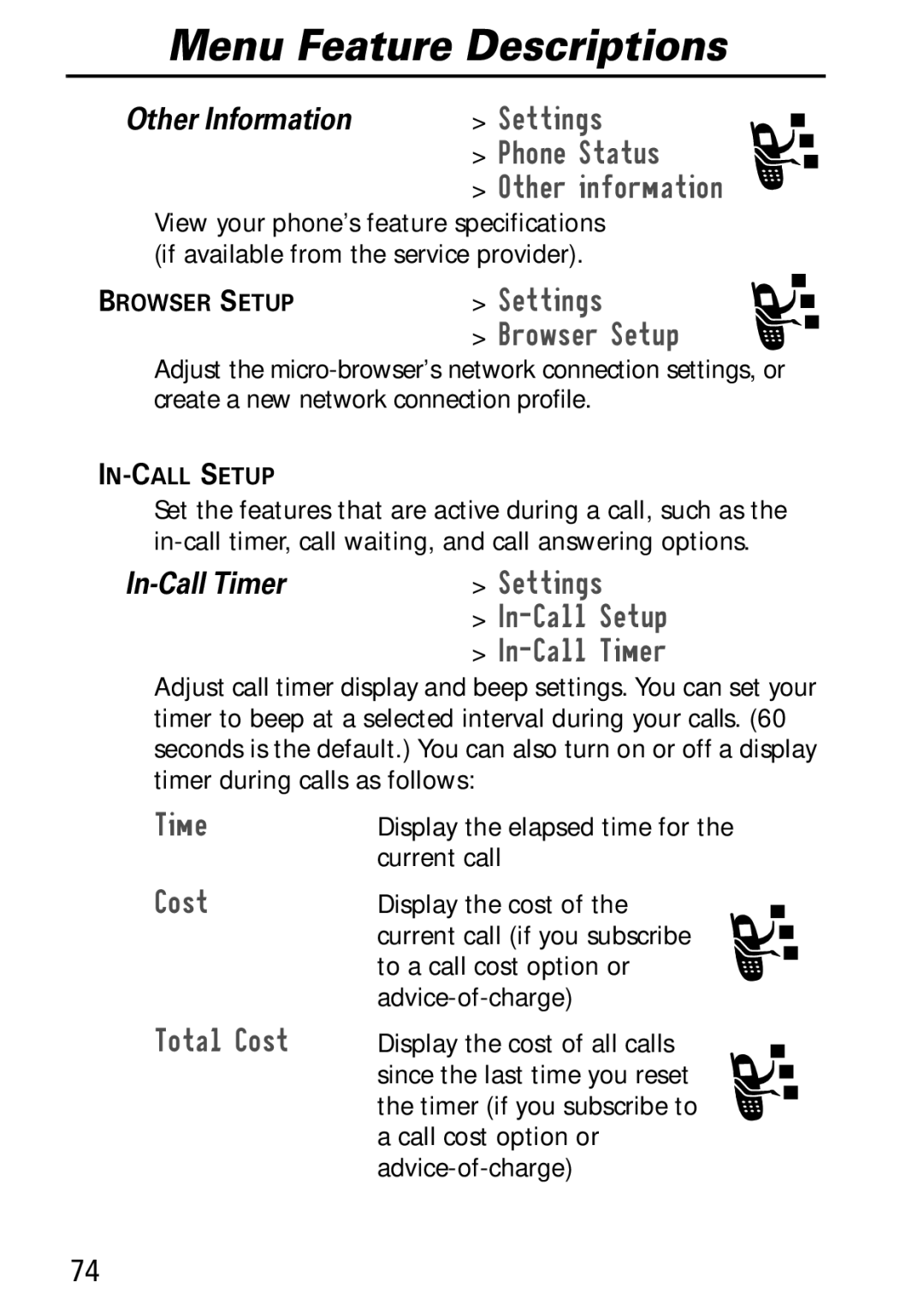 Motorola Moto Q manual 3KRQH6WDWXV 2WKHULQIRUPDWLRQ, 6HWWLQJV URZVHU6HWXS, 7LPH, Rvw 