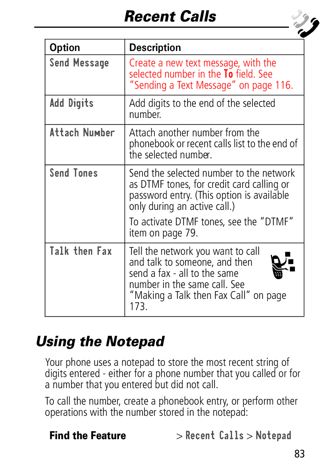 Motorola Moto Q manual Using the Notepad, $Ggljlwv, 6HQG7RQHV, Find the Feature M 5HFHQW&DOOV 1RWHSDG 