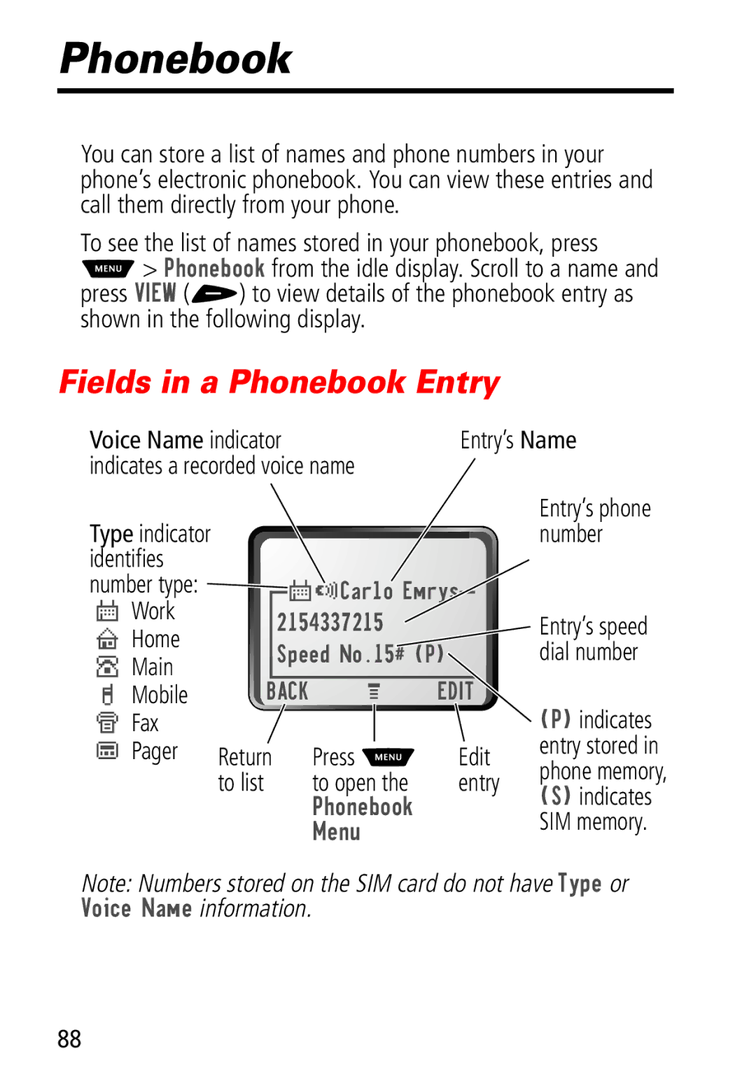 Motorola Moto Q manual Phonebook, 0HQX 