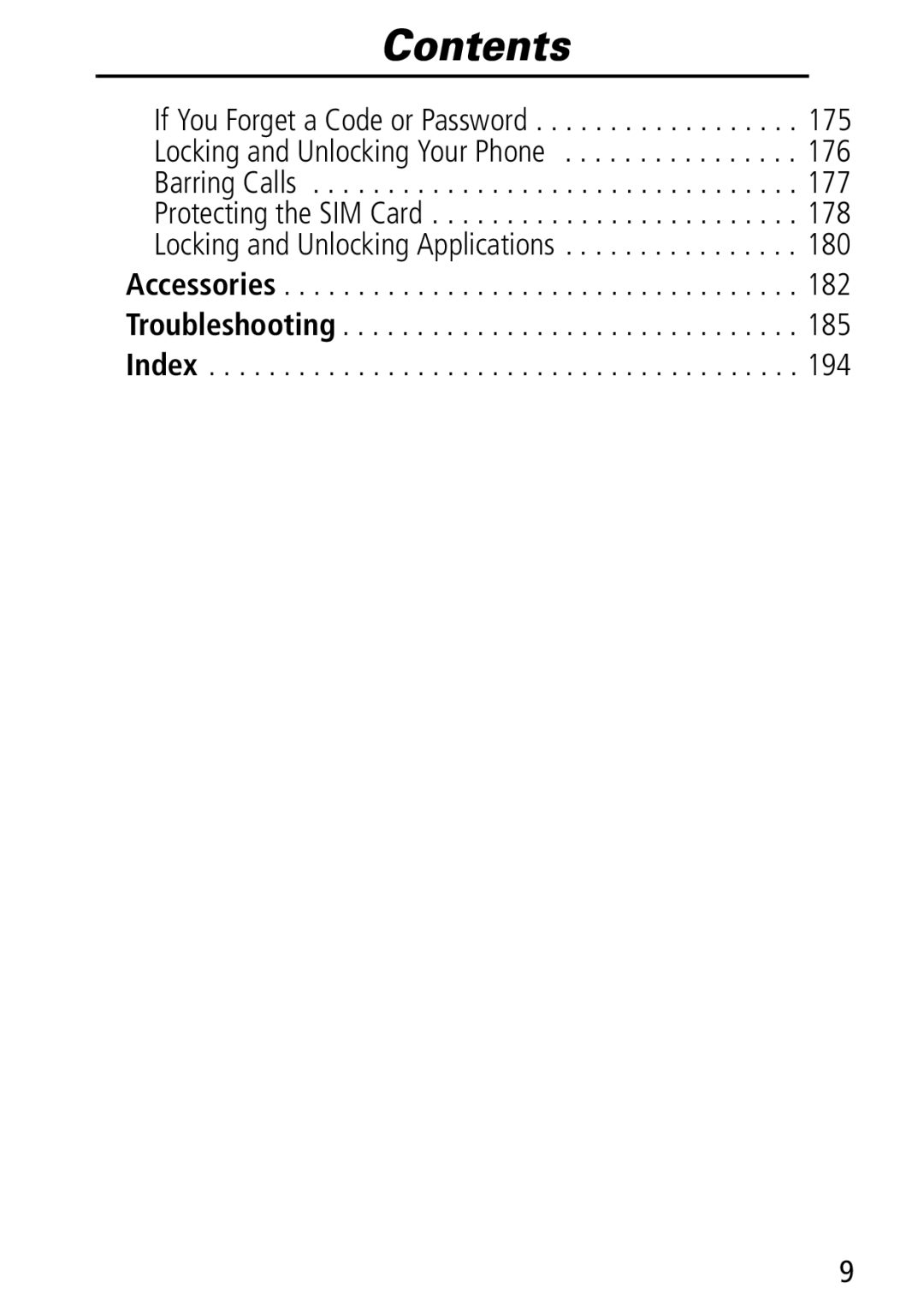 Motorola Moto Q manual Accessories Troubleshooting Index 