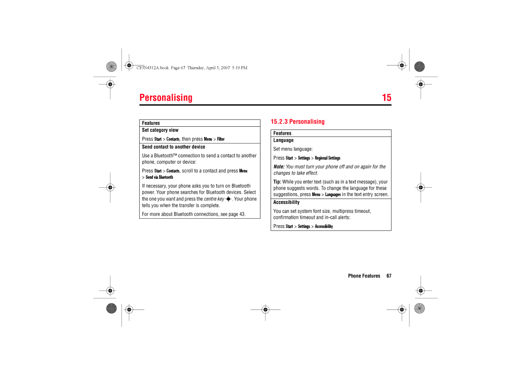 Motorola MOTO QTM manual Personalising 