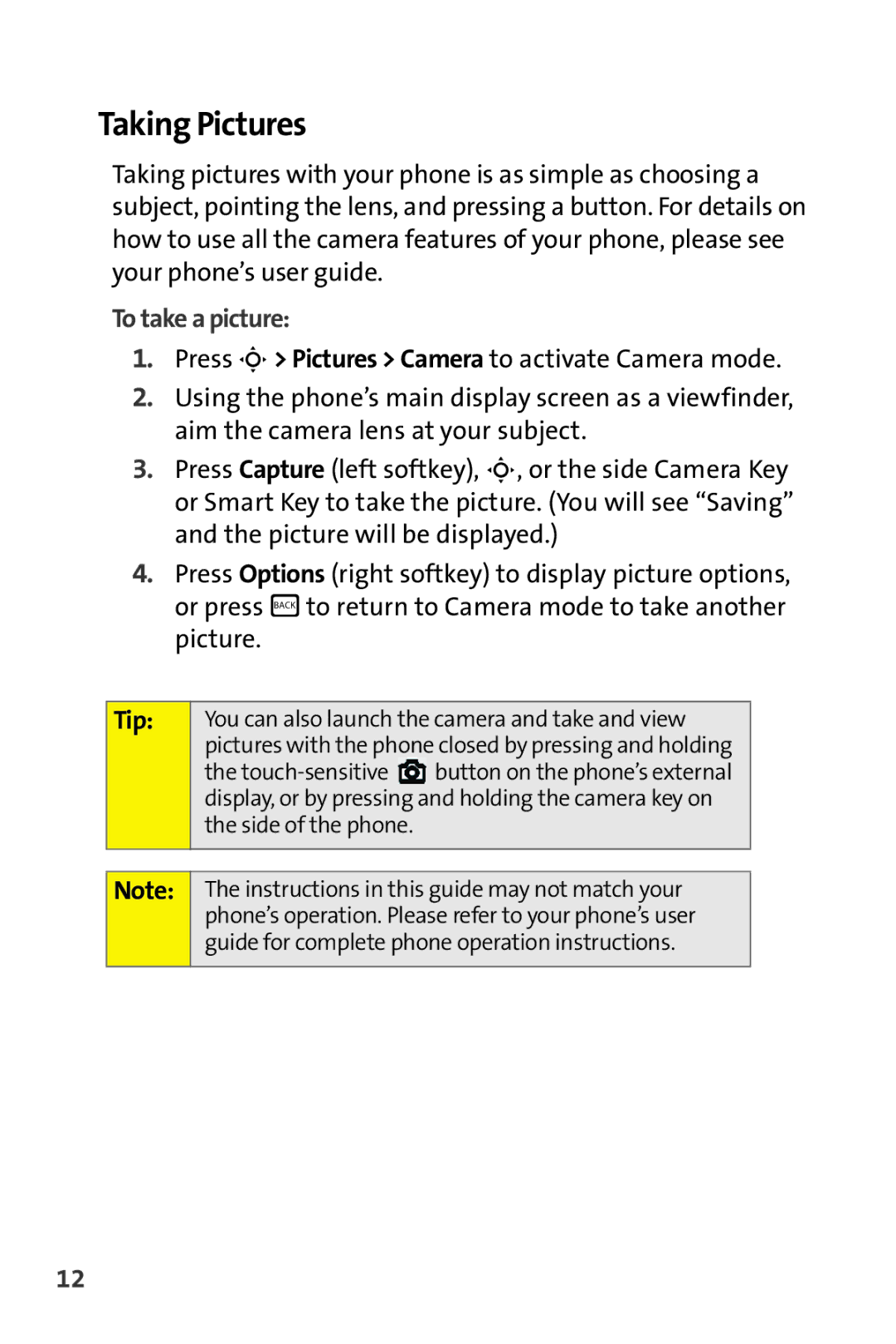 Motorola MOTORAZR V9m manual Taking Pictures, To take a picture 