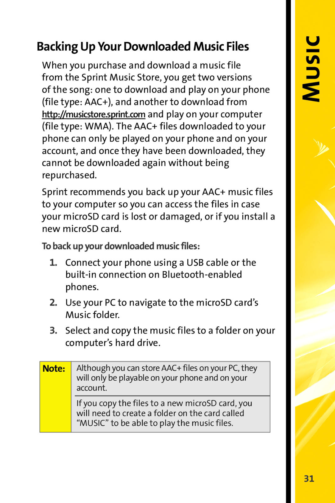 Motorola MOTORAZR V9m manual Backing Up Your Downloaded Music Files, To back up your downloaded music files 