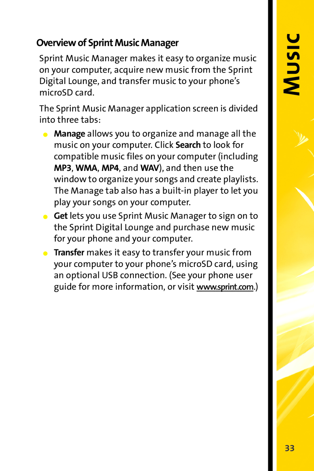 Motorola MOTORAZR V9m manual Overview of Sprint Music Manager 