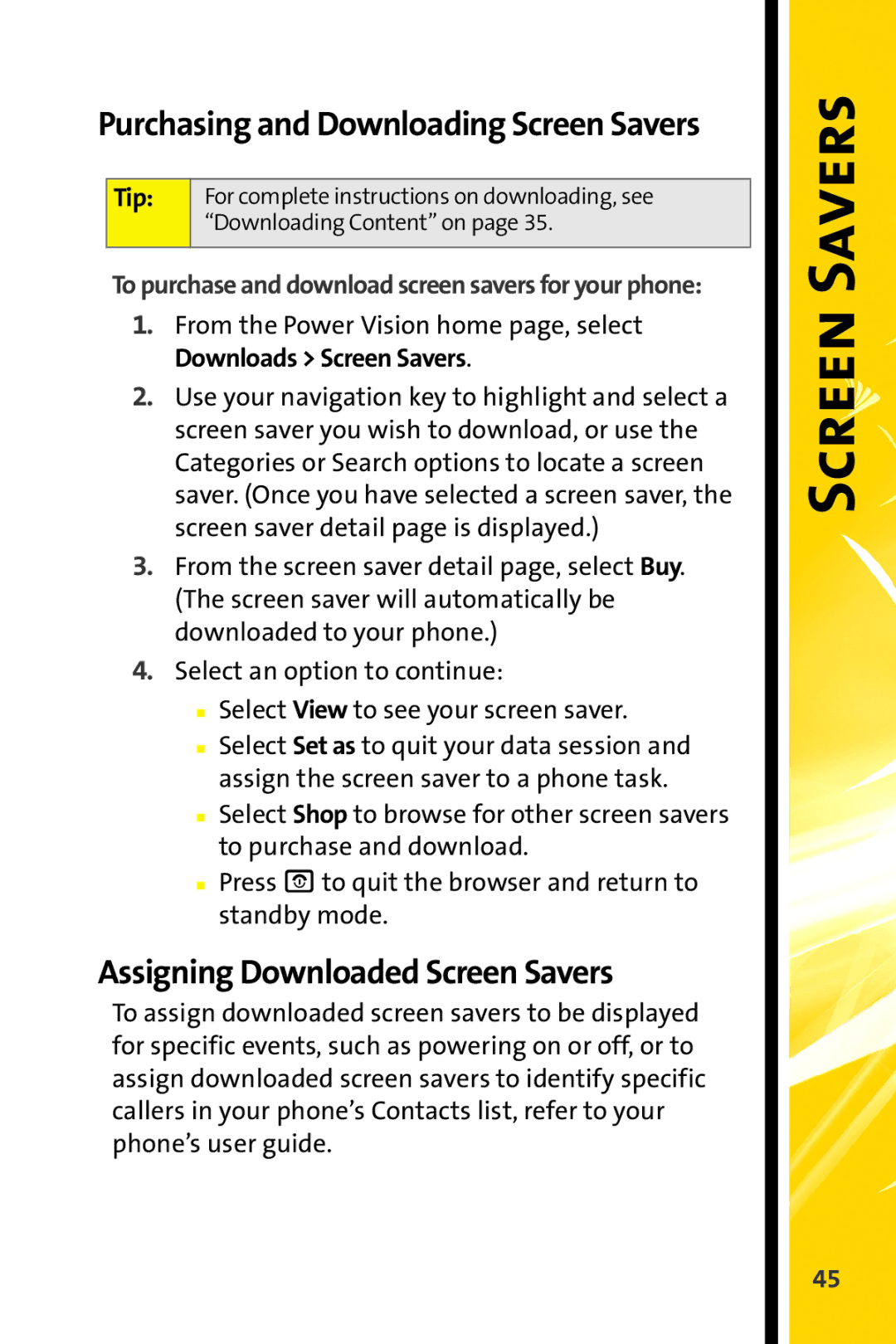 Motorola MOTORAZR V9m manual Assigning Downloaded Screen Savers 