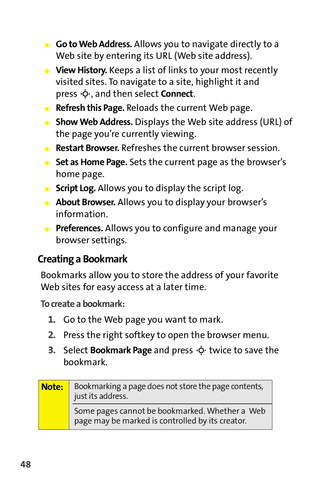 Motorola MOTORAZR V9m manual Creating a Bookmark, To create a bookmark 