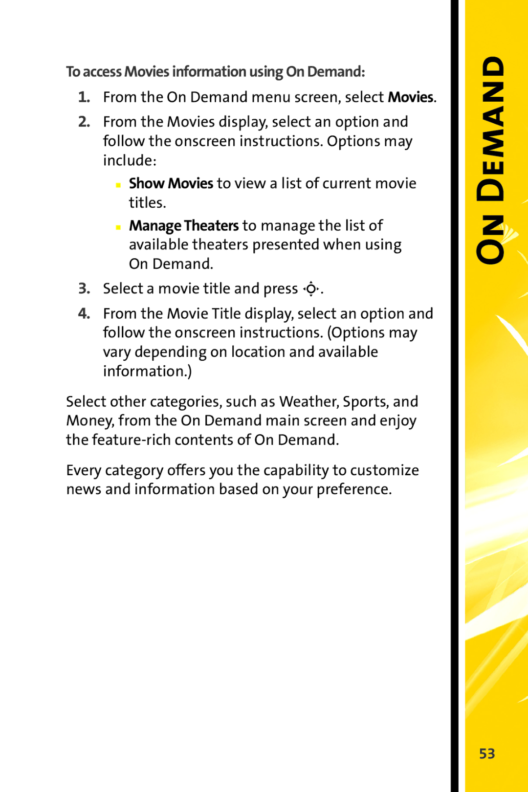 Motorola MOTORAZR V9m manual To access Movies information using On Demand 