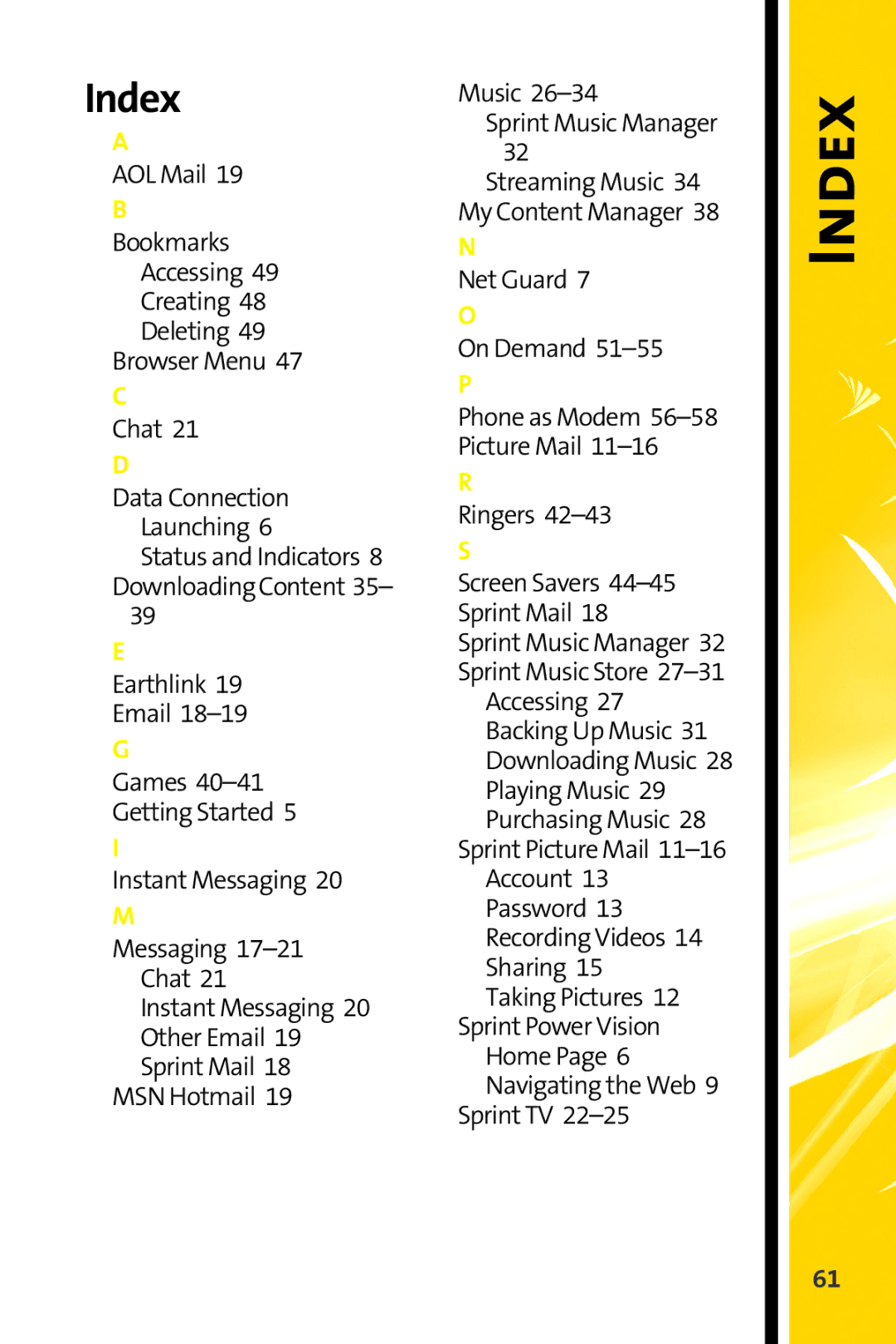 Motorola MOTORAZR V9m manual Index 