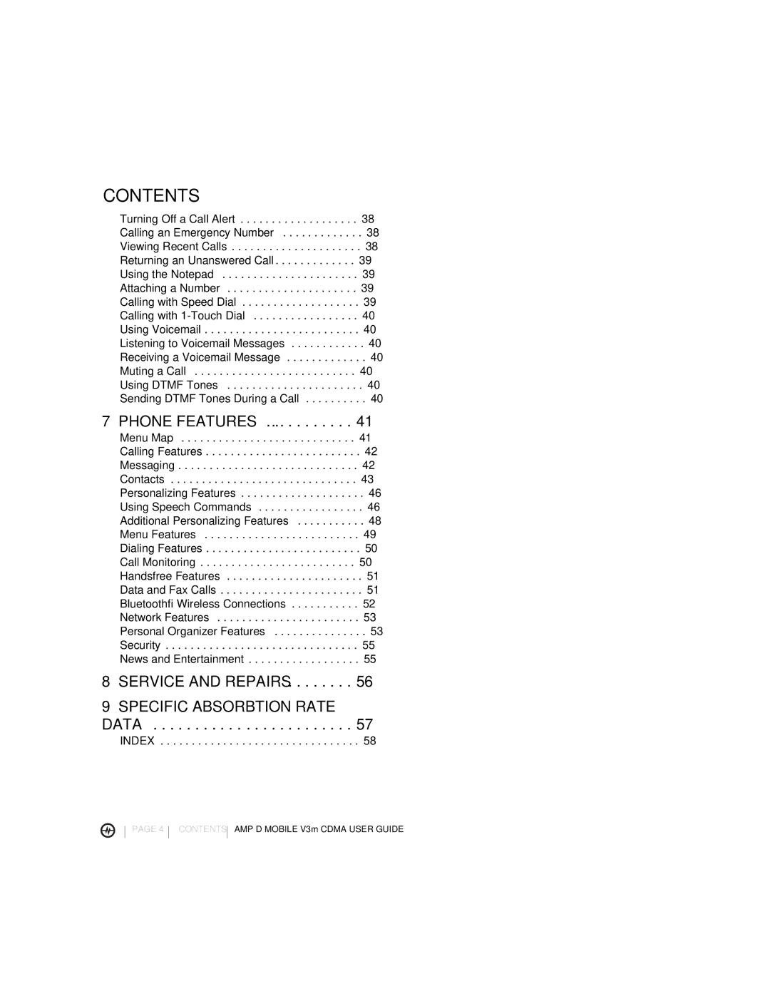 Motorola MOTORAZRTM manual Contents 