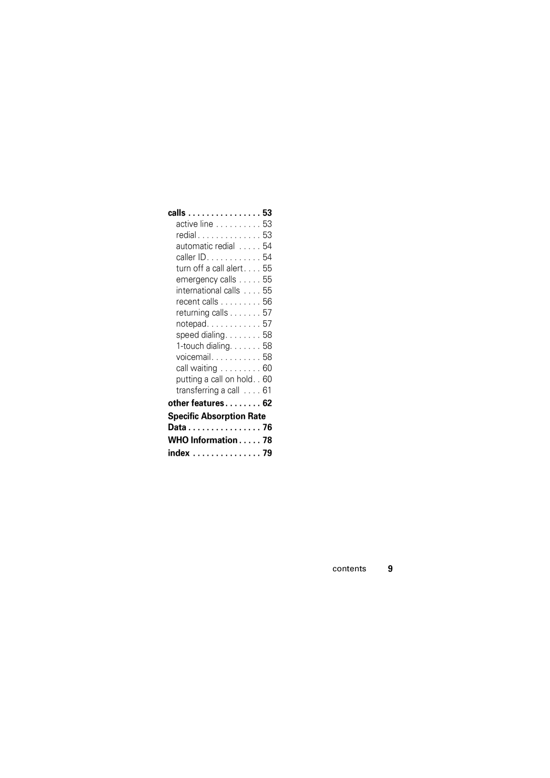 Motorola Motorola Wireless Phone, C168 manual Contents 