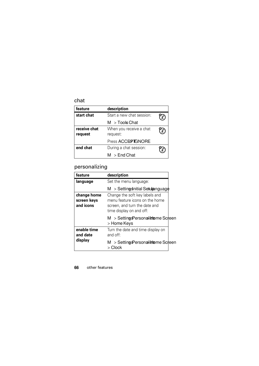 Motorola C168, Motorola Wireless Phone manual Chat, Personalizing 