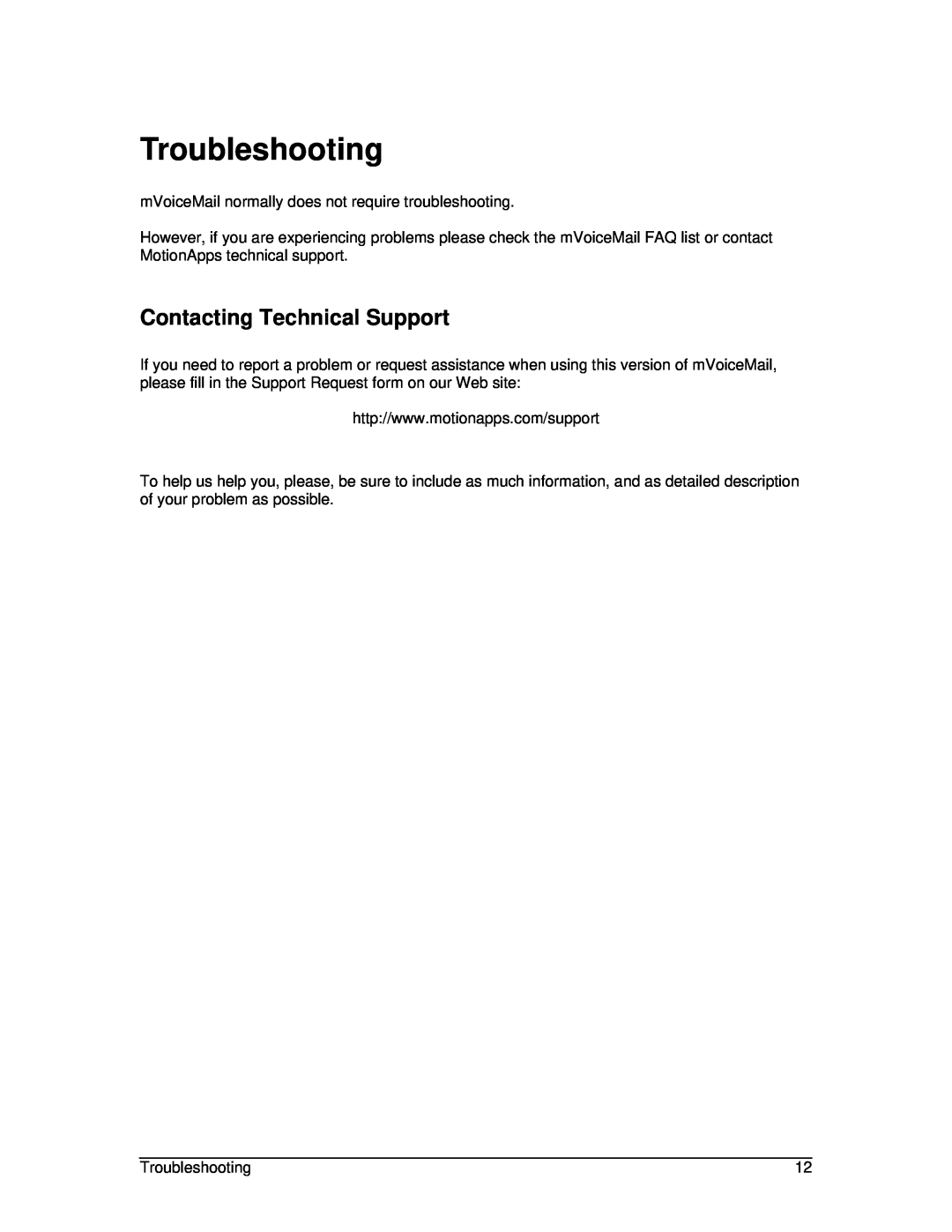 Motorola motorola user manual Troubleshooting, Contacting Technical Support 