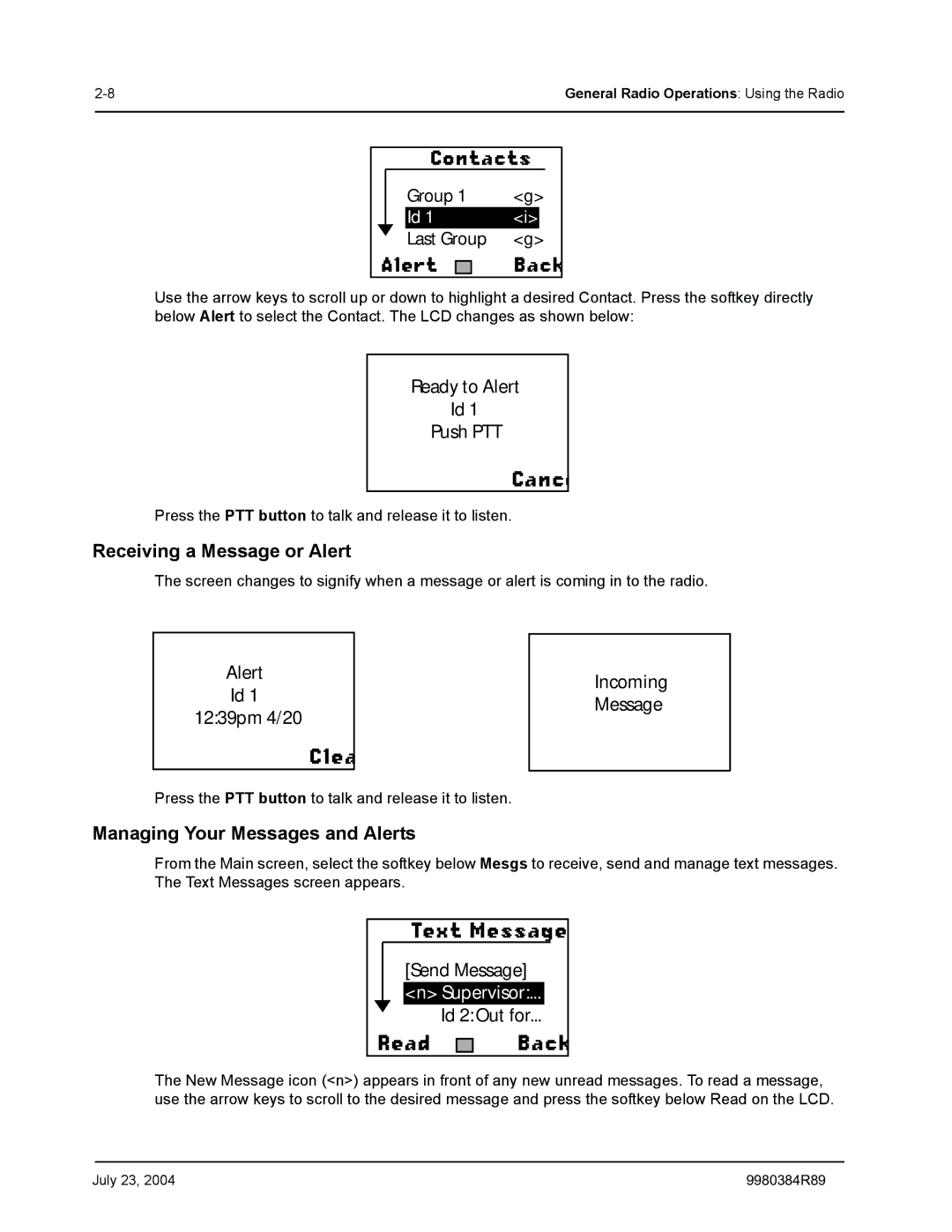 Motorola MotoTalk manual Receiving a Message or Alert, Managing Your Messages and Alerts 