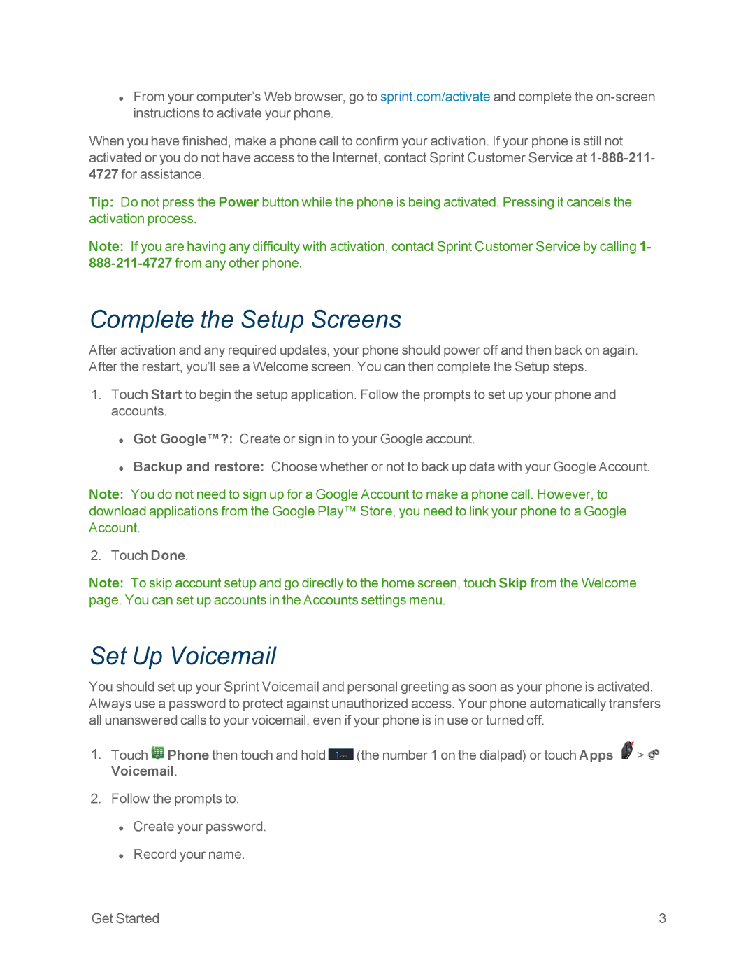 Motorola MOTOXT897 manual Complete the Setup Screens, Set Up Voicemail 