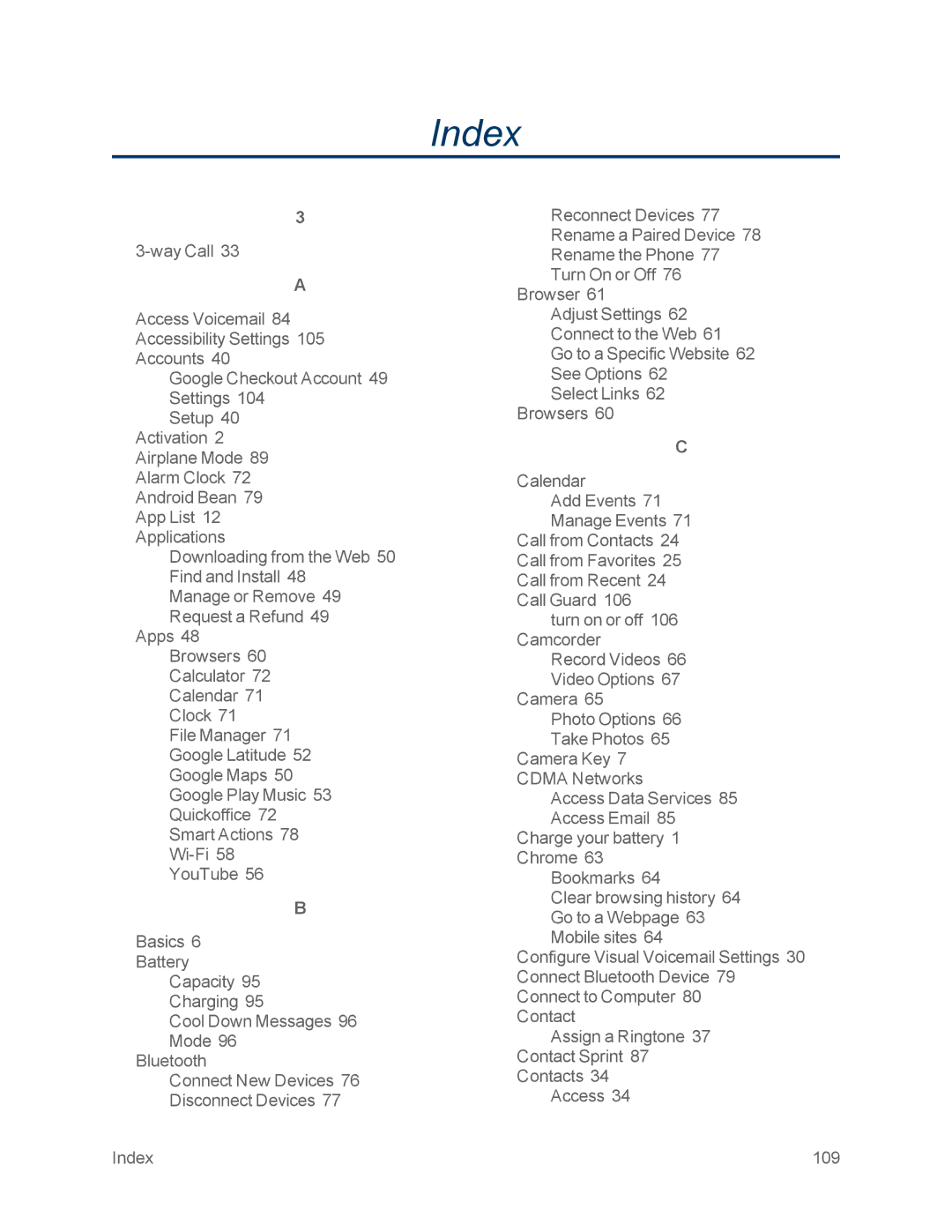 Motorola MOTOXT897 manual Index 