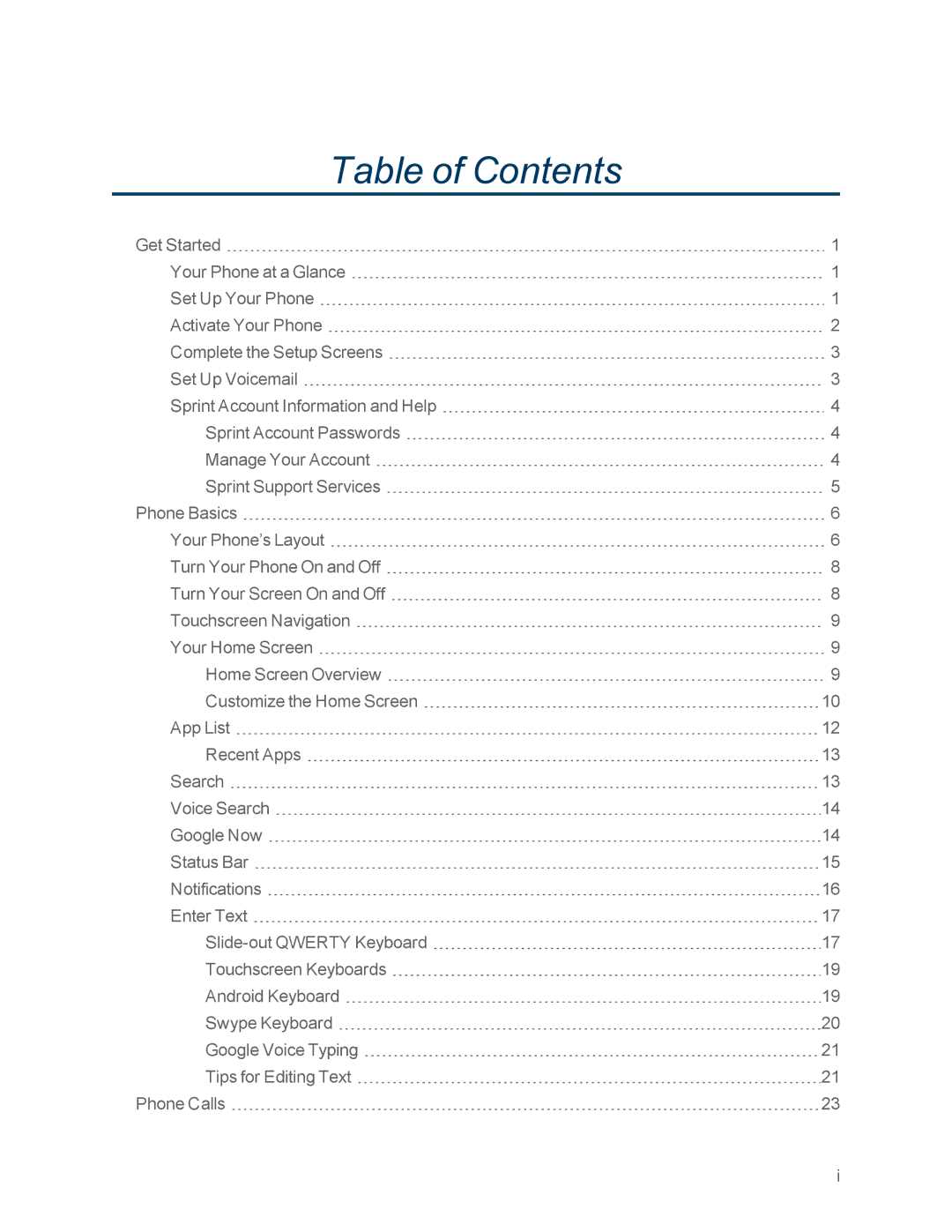 Motorola MOTOXT897 manual Table of Contents 