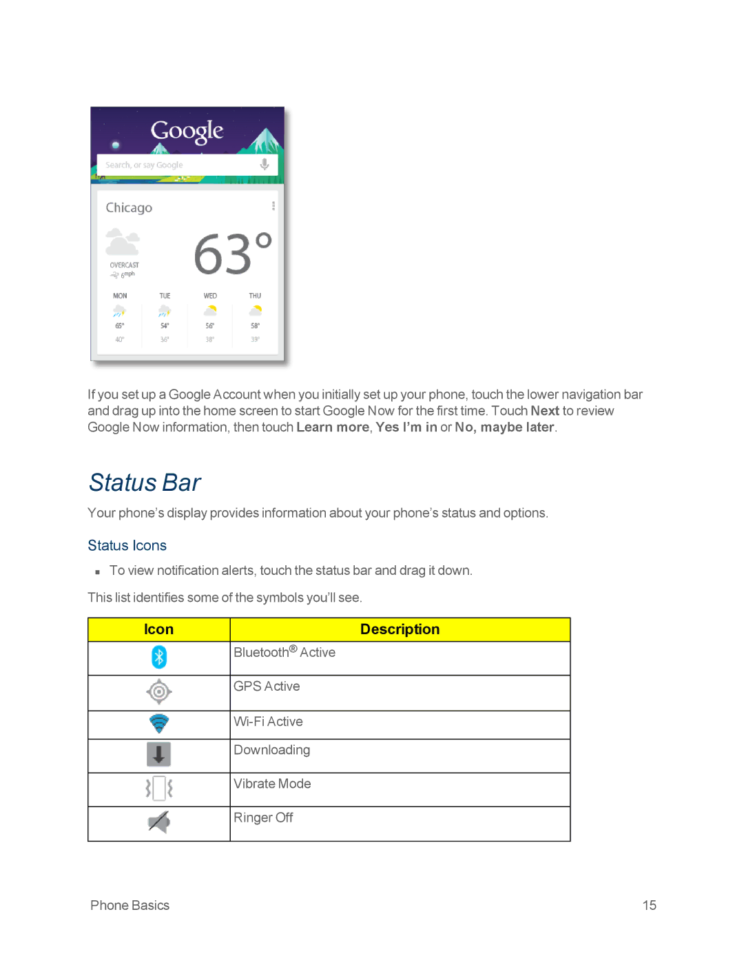 Motorola MOTOXT897 manual Status Bar, Status Icons 