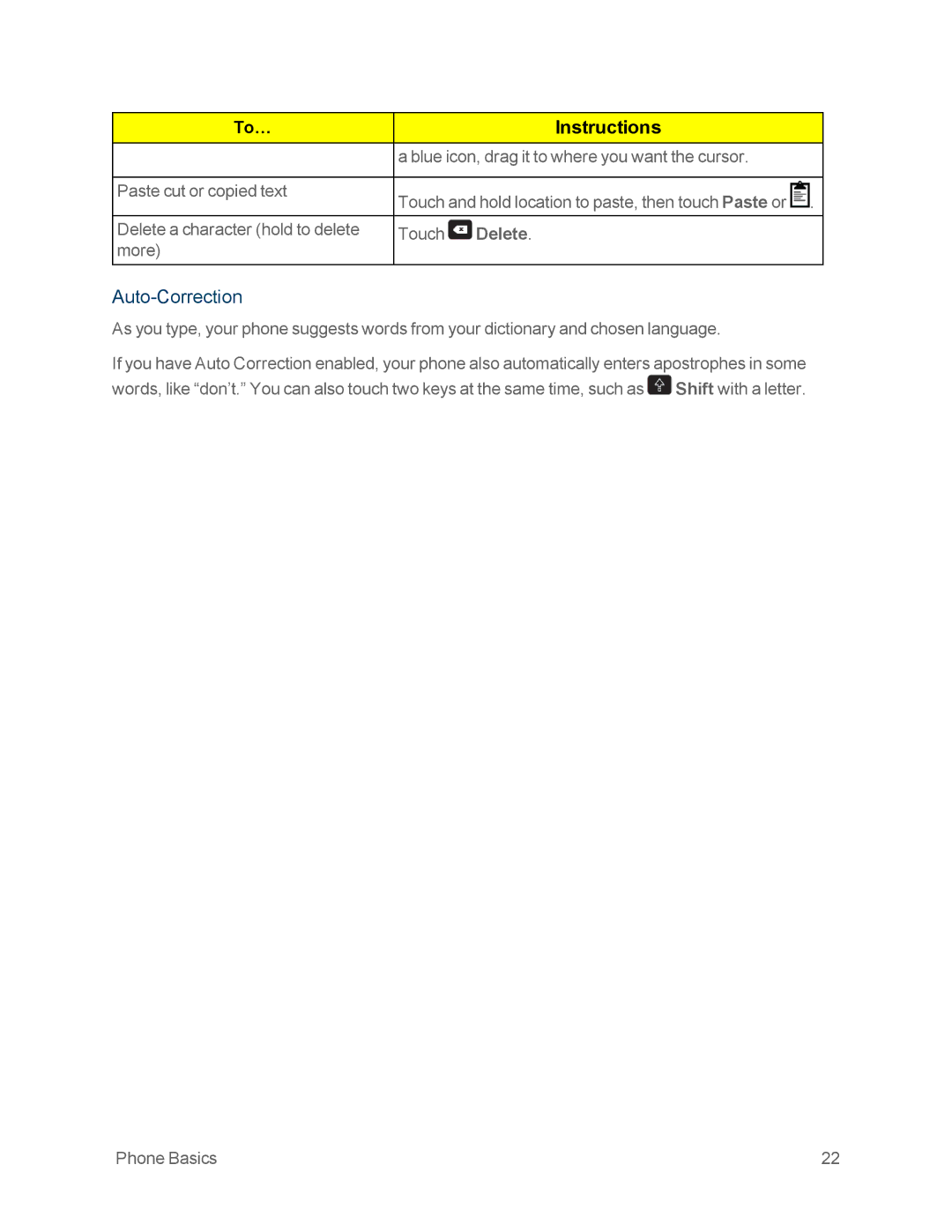 Motorola MOTOXT897 manual Auto-Correction, Delete 