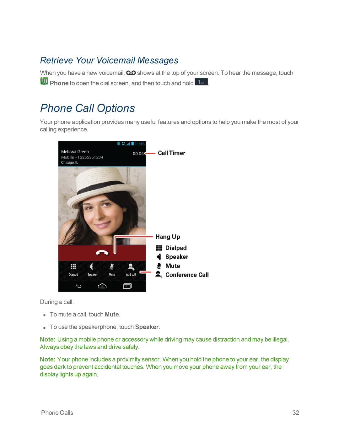 Motorola MOTOXT897 manual Phone Call Options, Retrieve Your Voicemail Messages 