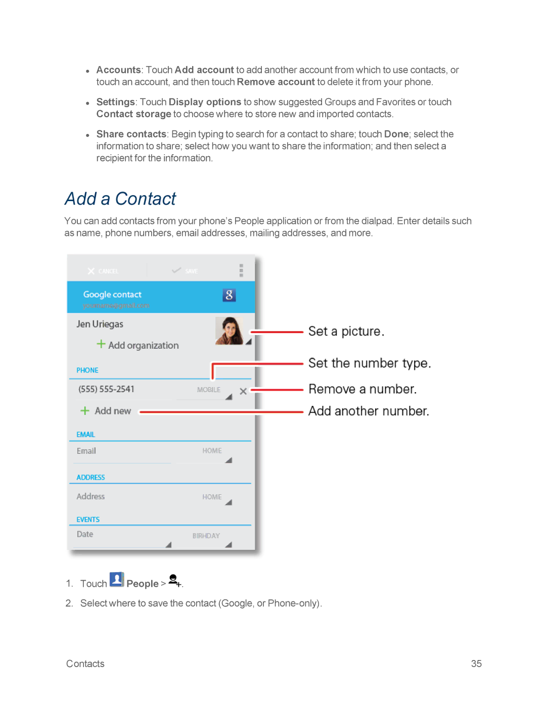 Motorola MOTOXT897 manual Add a Contact 