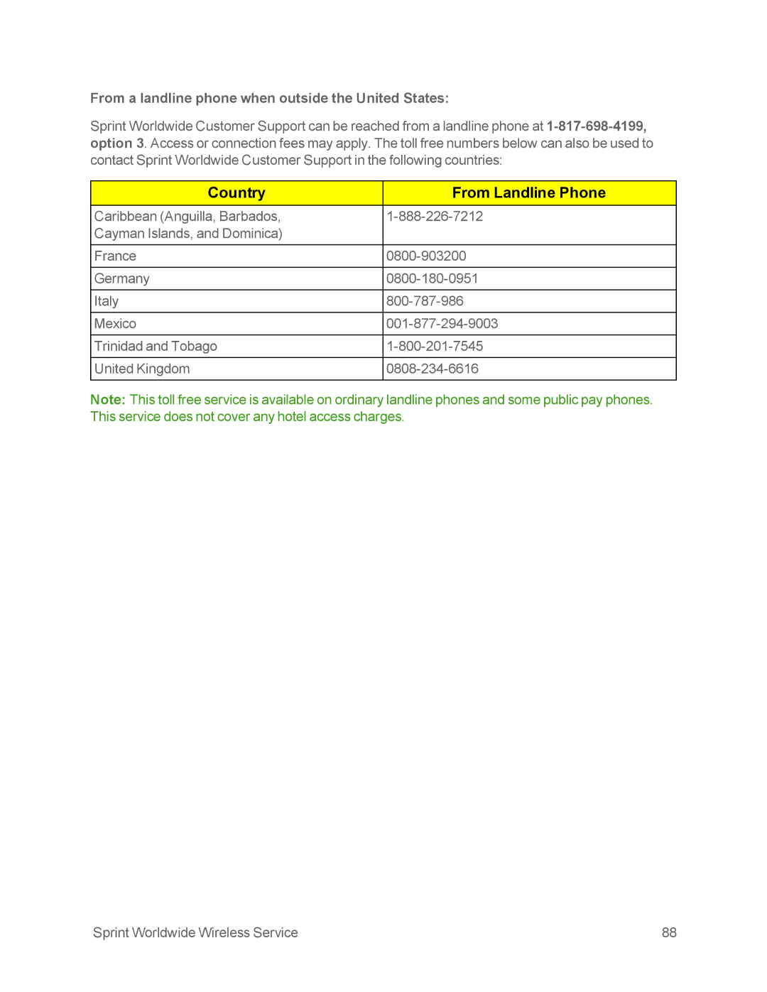 Motorola MOTOXT897 manual Country From Landline Phone, From a landline phone when outside the United States 