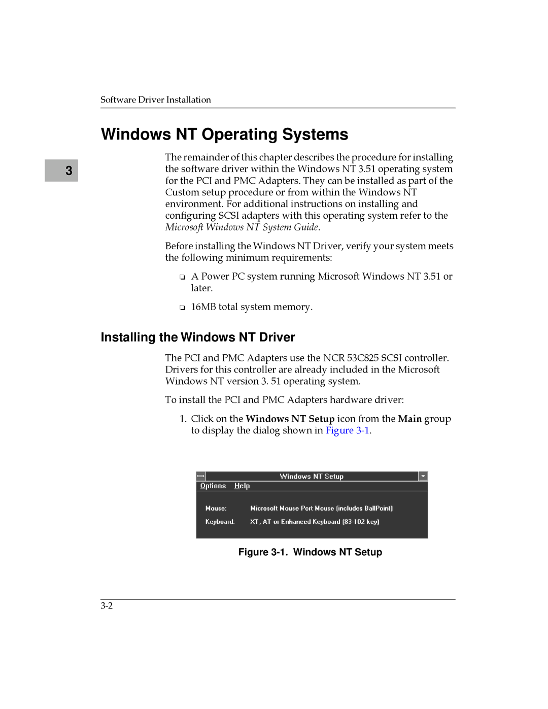 Motorola MPMC101 user manual Windows NT Operating Systems, Windows NT Setup 