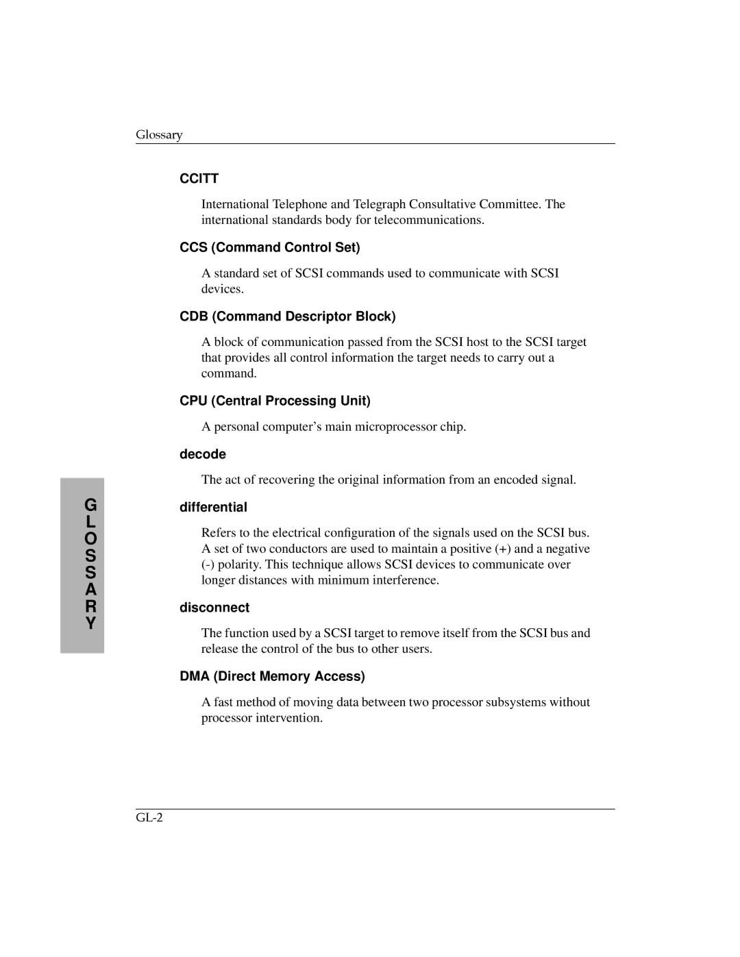 Motorola MPMC101 CCS Command Control Set, CDB Command Descriptor Block, CPU Central Processing Unit, Decode, Differential 