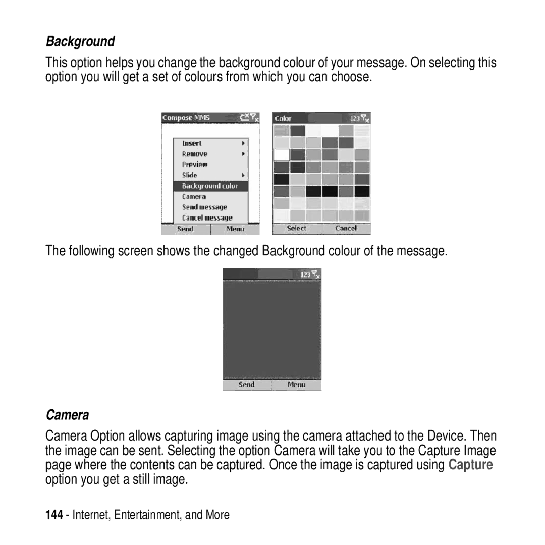 Motorola MPx200 manual Background, Camera 