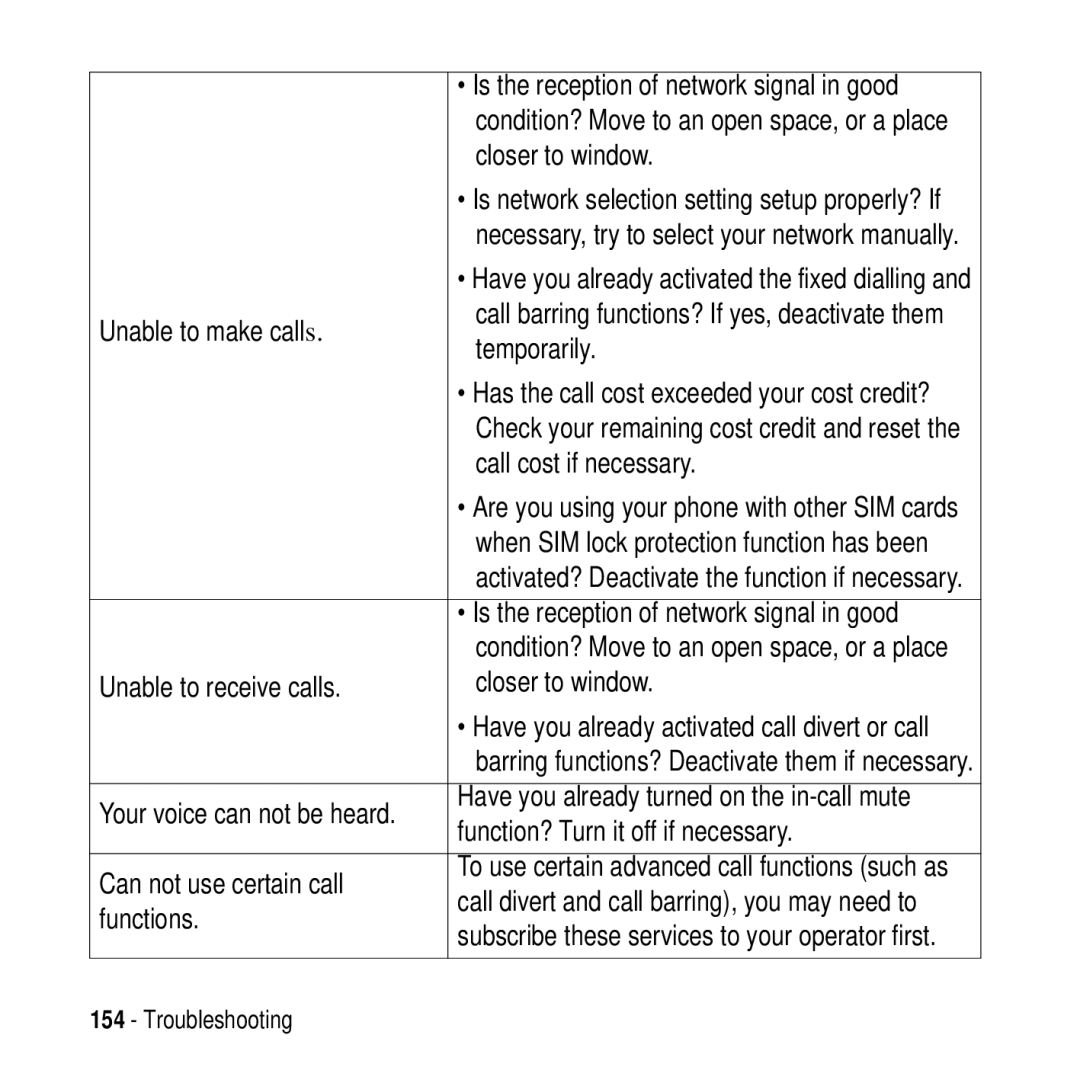 Motorola MPx200 Closer to window, Unable to make calls, Temporarily, Call cost if necessary, Can not use certain call 