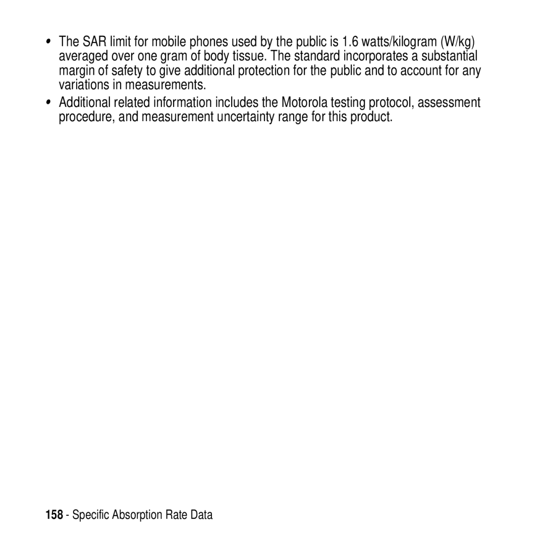 Motorola MPx200 manual Specific Absorption Rate Data 