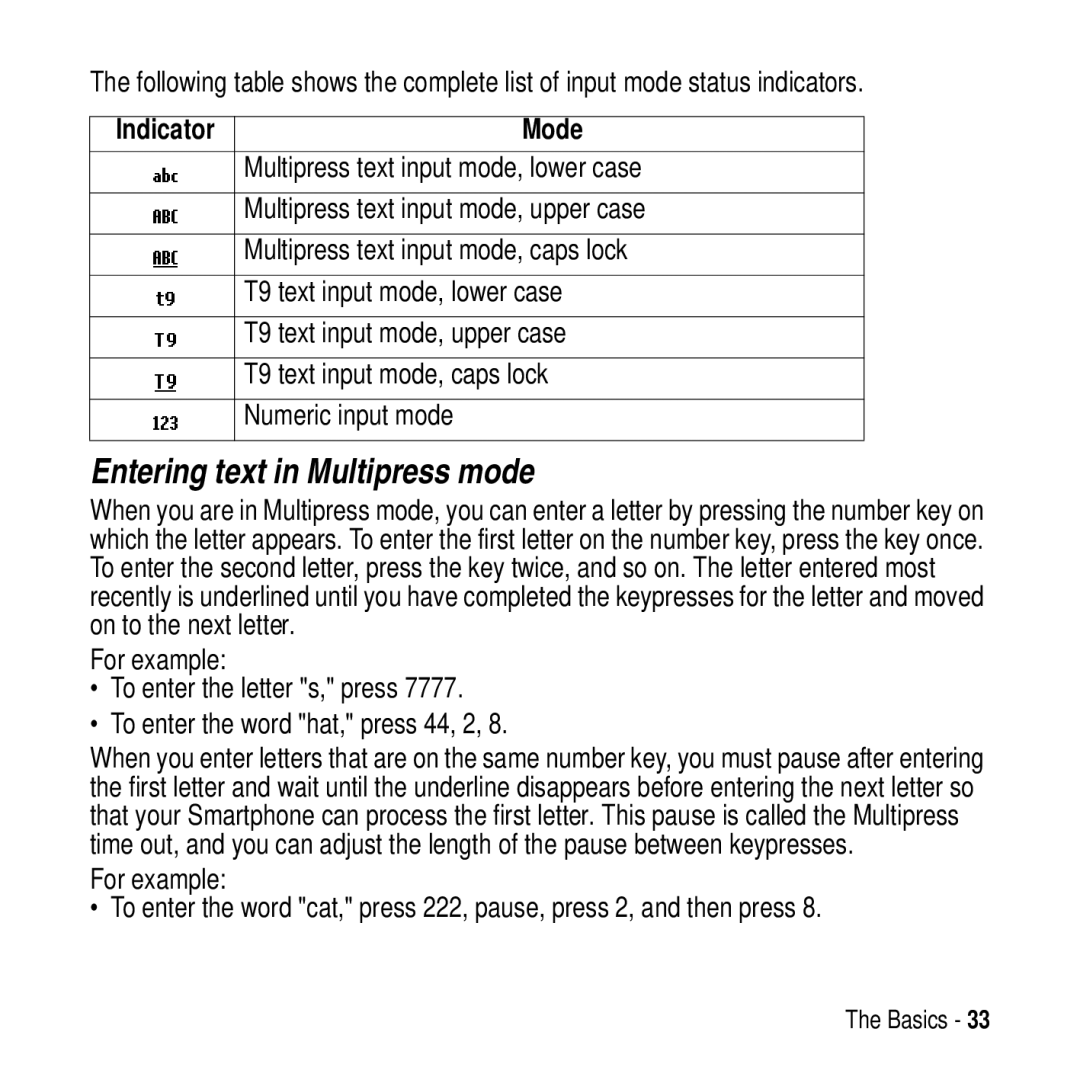 Motorola MPx200 manual Entering text in Multipress mode, Mode 