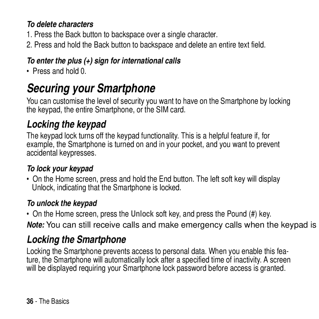 Motorola MPx200 manual Securing your Smartphone, Locking the keypad, Locking the Smartphone 