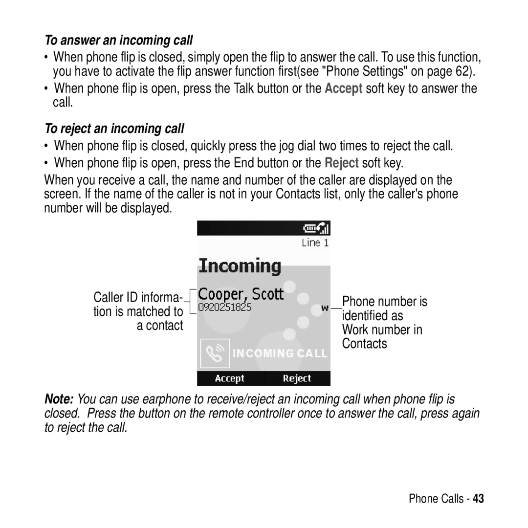 Motorola MPx200 manual To answer an incoming call, To reject an incoming call 