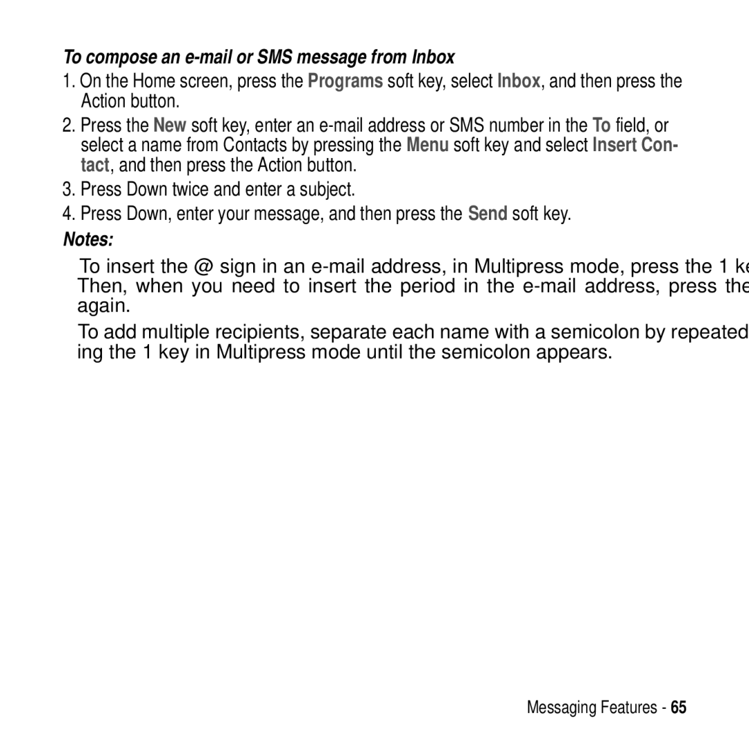 Motorola MPx200 manual To compose an e-mail or SMS message from Inbox 