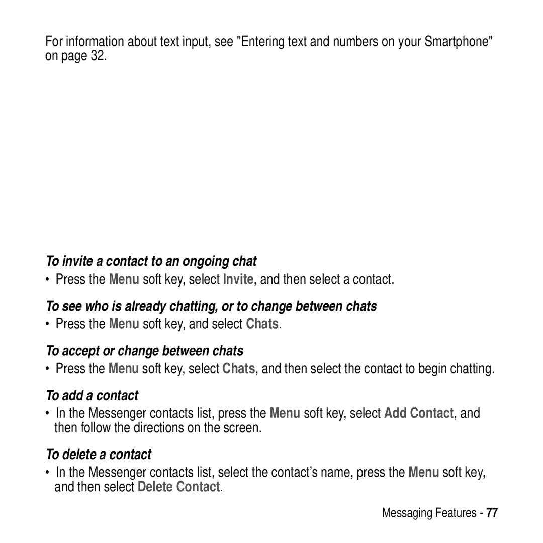 Motorola MPx200 manual To invite a contact to an ongoing chat, To see who is already chatting, or to change between chats 